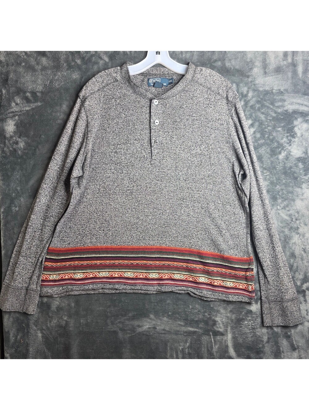 Vintage POLO Ralph Lauren Tribal Henley Sz XXL Made With Rabbit Hair.
